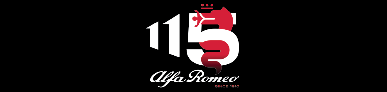 Alfa Romeo 115th anniversary logo featuring a red serpent and crown.