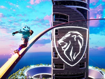 DISCOVER PEUGEOT POLYGON CONCEPT IN POLYGON CITY, AN ISLAND INSIDE THE FORTNITE UNIVERSE.