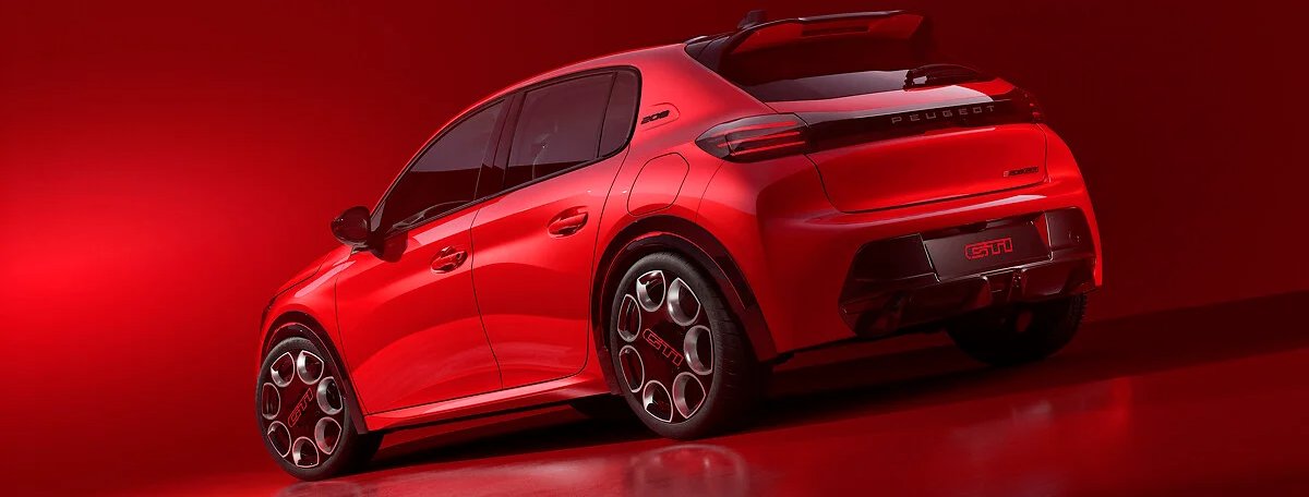Red sports car viewed from the rear left side.