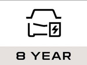 Icon of a car with a battery symbol and 8 Year text below.