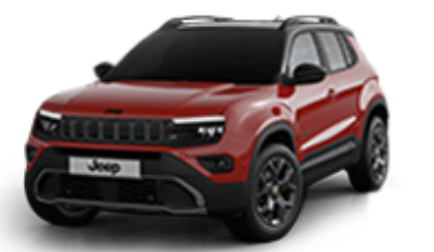 Red Jeep SUV shown from the front and side.
