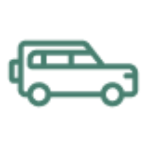 Icon of a green SUV side view on a plain background.