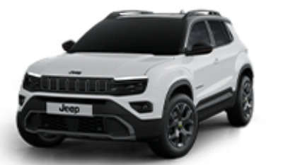 White SUV with black accents, front angle view.